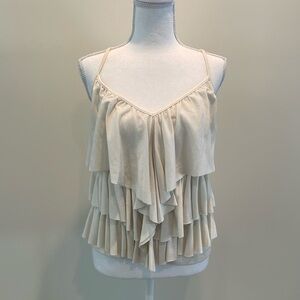 My Story Off White Layered Tiered Ruffled Cami. Medium